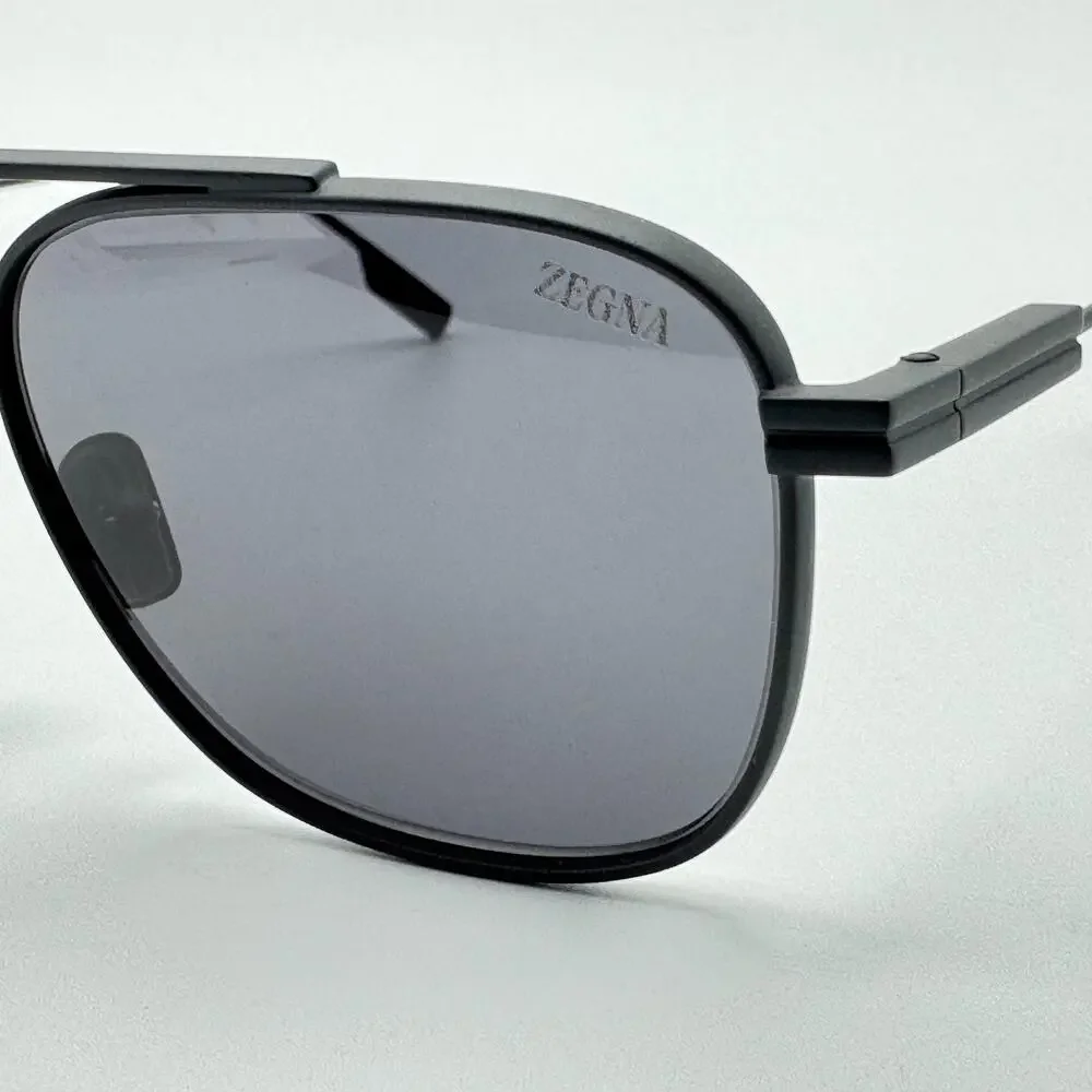Ermenegildo Zegna Sunglasses EZ0291 91A Matte Blue Pilot Frame Gray Lens 57mm